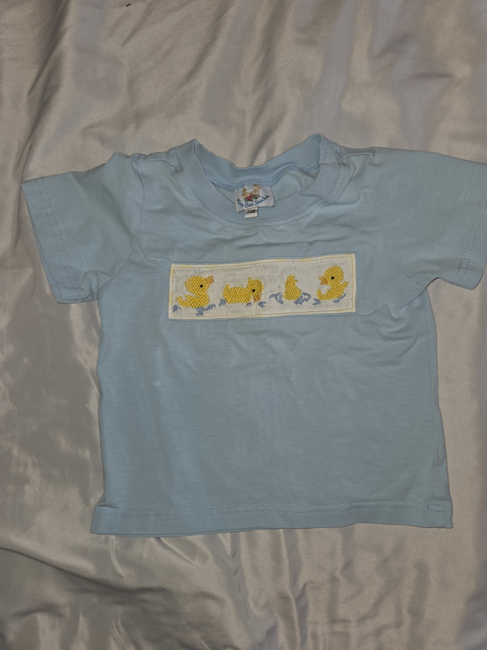 Light Blue Kids Ducky Smocked Tee